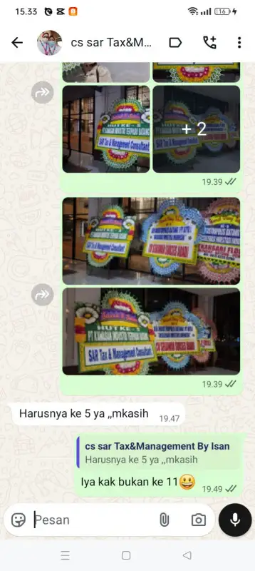 Testimonial papan bunga SINJAI